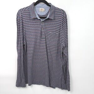 Faherty Luxe Striped Heather Mens L Striped Polo Shirt Collegiate Academia